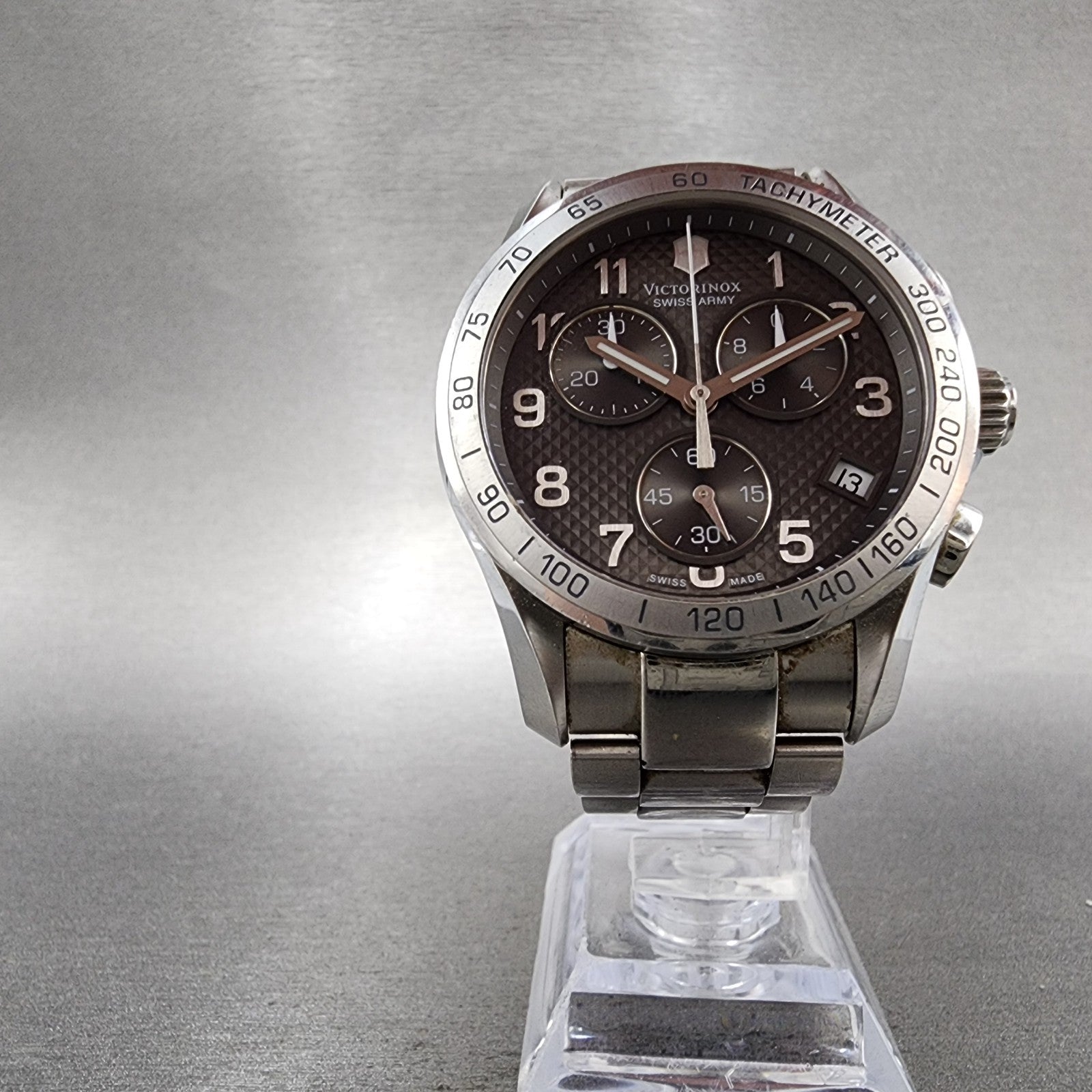 Victorinox Chrono Classic Watch Men 41mm Gray Dial Steel Date 241405 New Battery5