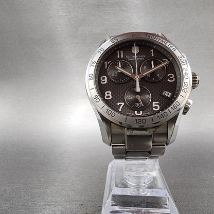 Victorinox Chrono Classic Watch Men 41mm Gray Dial Steel Date 241405 New Battery5