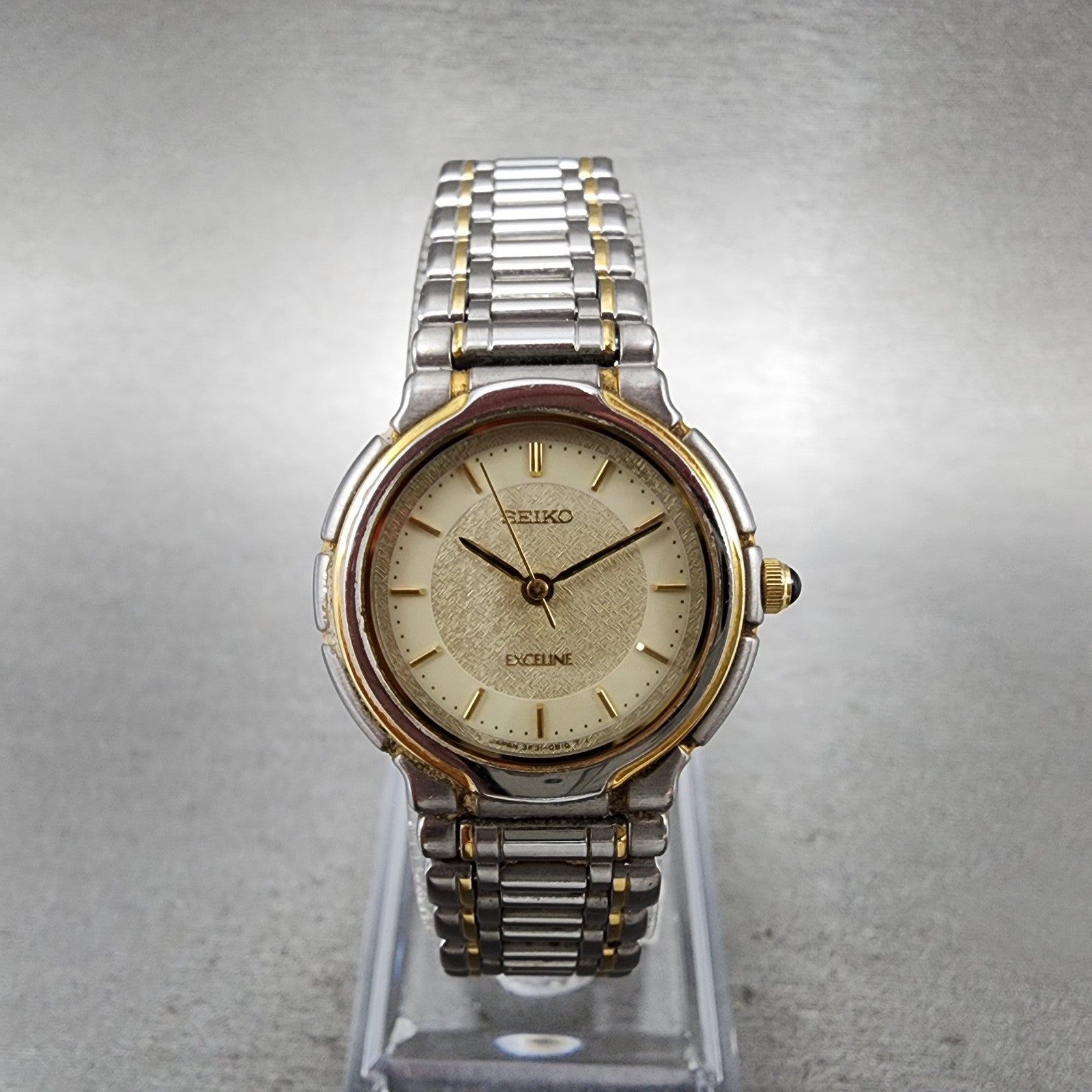 Seiko Exceline Watch Women 24mm Cream Dial Two Tone 3F310B20 New Battery Round0