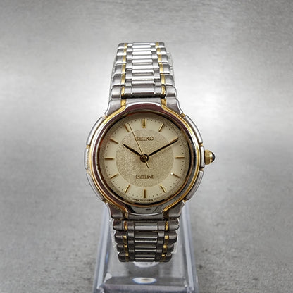 Seiko Exceline Watch Women 24mm Cream Dial Two Tone 3F310B20 New Battery Round0