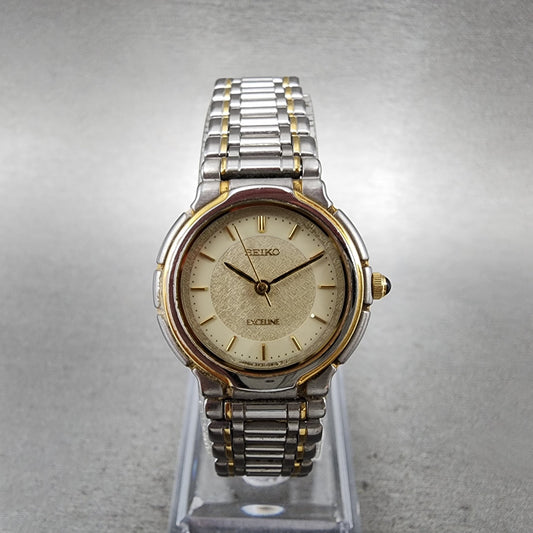 Seiko Exceline Watch Women 24mm Cream Dial Two Tone 3F310B20 New Battery Round0