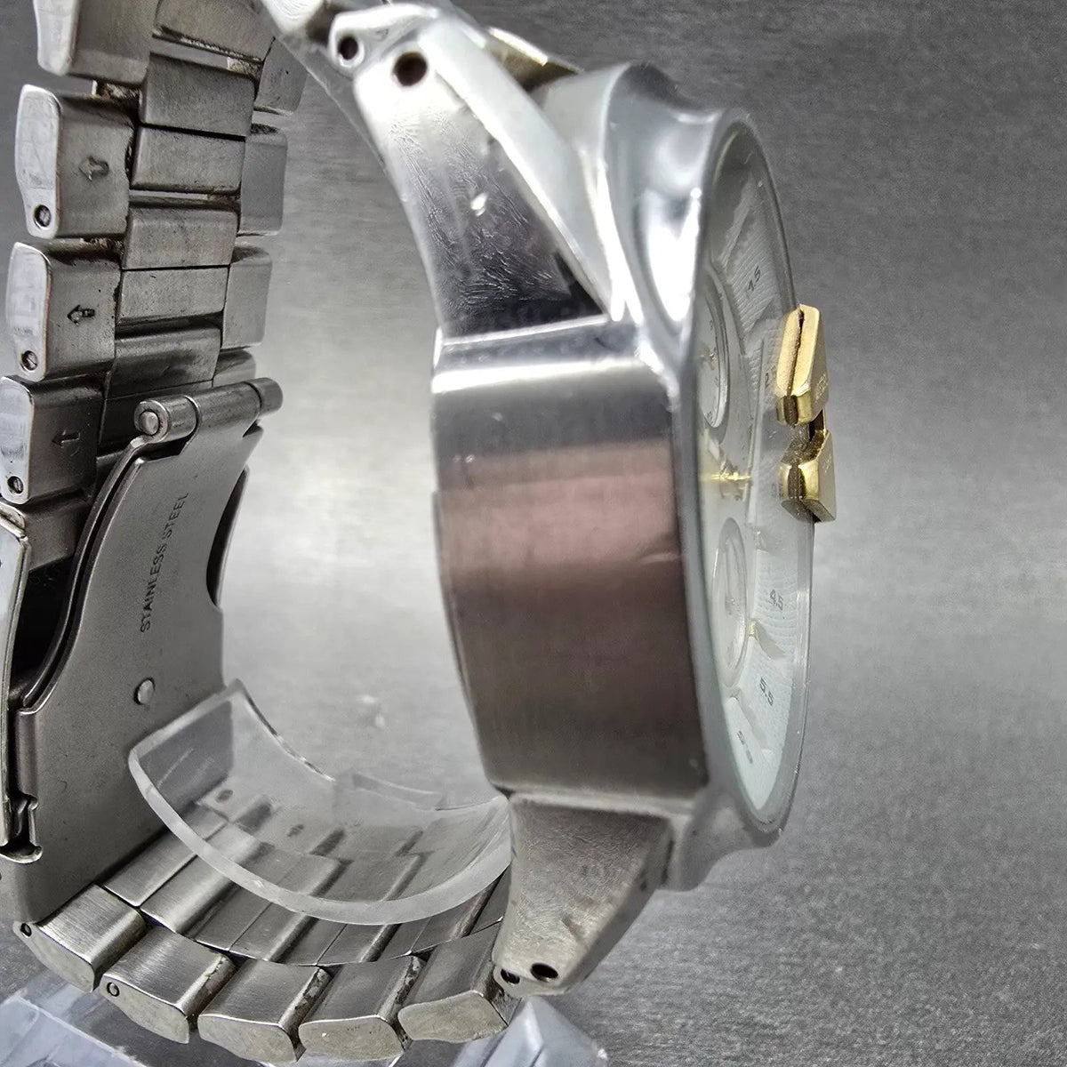 Diesel Mega Chief Chronograph Watch Men 45mm White Dial Steel Date DZ4265 PARTS4