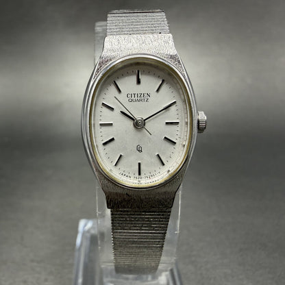 Citizen CQ Watch Women 18mm Silver Dial Silver Tone Oval 4-752104 New Battery0