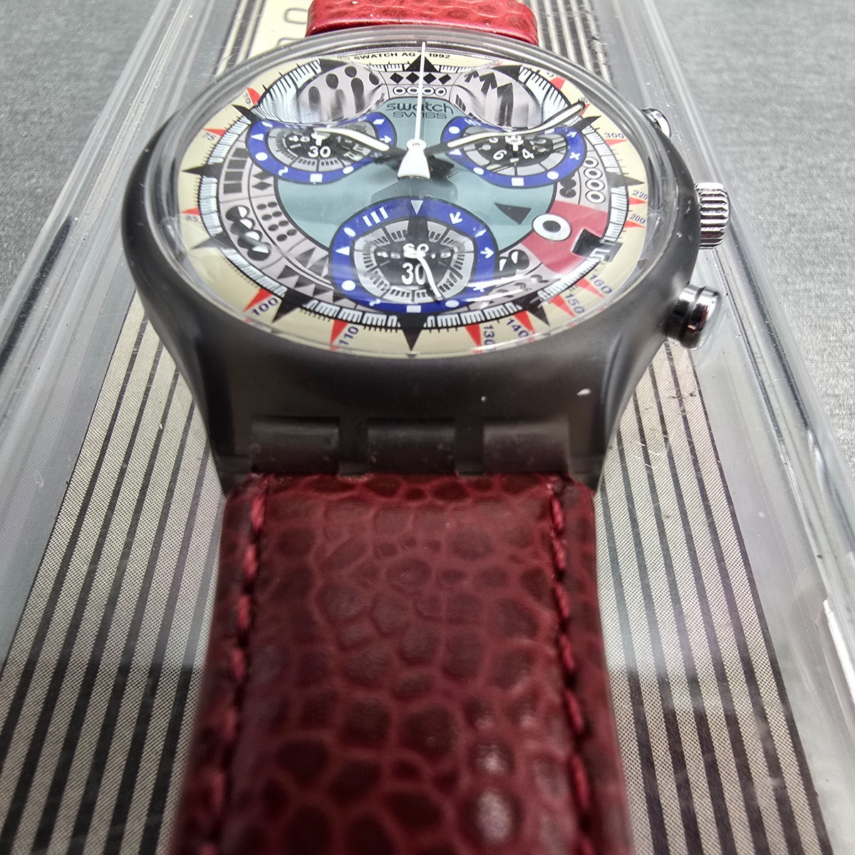 Swatch Chrono Atz Eco Watch Men 37mm Blue Dial Gray Case SCM401 New Battery NOS6