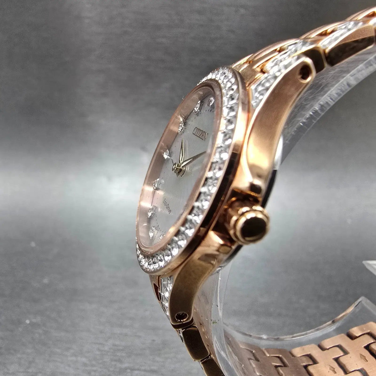 Citizen Eco-Drive Watch Women 28mm MOP Dial Rose Gold Tone Date EW1228-53D Runs2