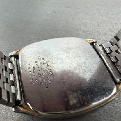 Seiko Tank Watch Men 31mm Black Dial Silver Tone Rectangle 6030-5190 PARTS10