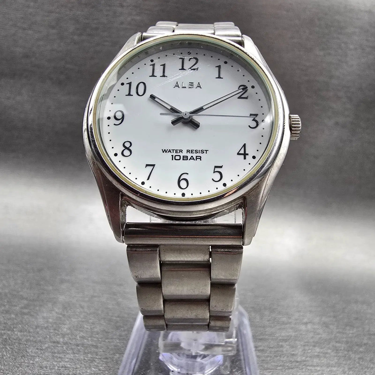 Seiko Alba Watch Men 33mm White Dial Silver Tone Round V501-0BN0 New Battery5