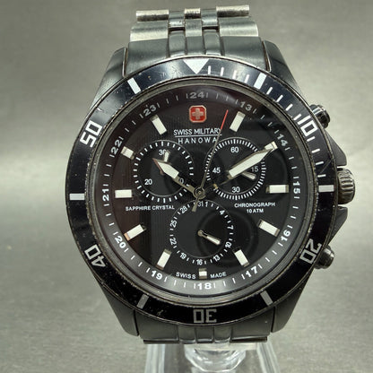 Swiss Military Hanowa Chronograph Watch Men 42mm Black Dial Black Tone READ!!!!!0