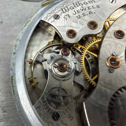 Waltham Pocket Watch White Dial Silver Tone Manual Wind Grade 225 PARTS15