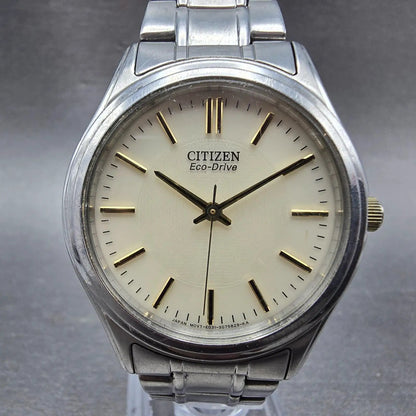 Citizen Eco-Drive Watch Men 35mm Cream Dial Silver Tone Round E031-S048419 Runs0