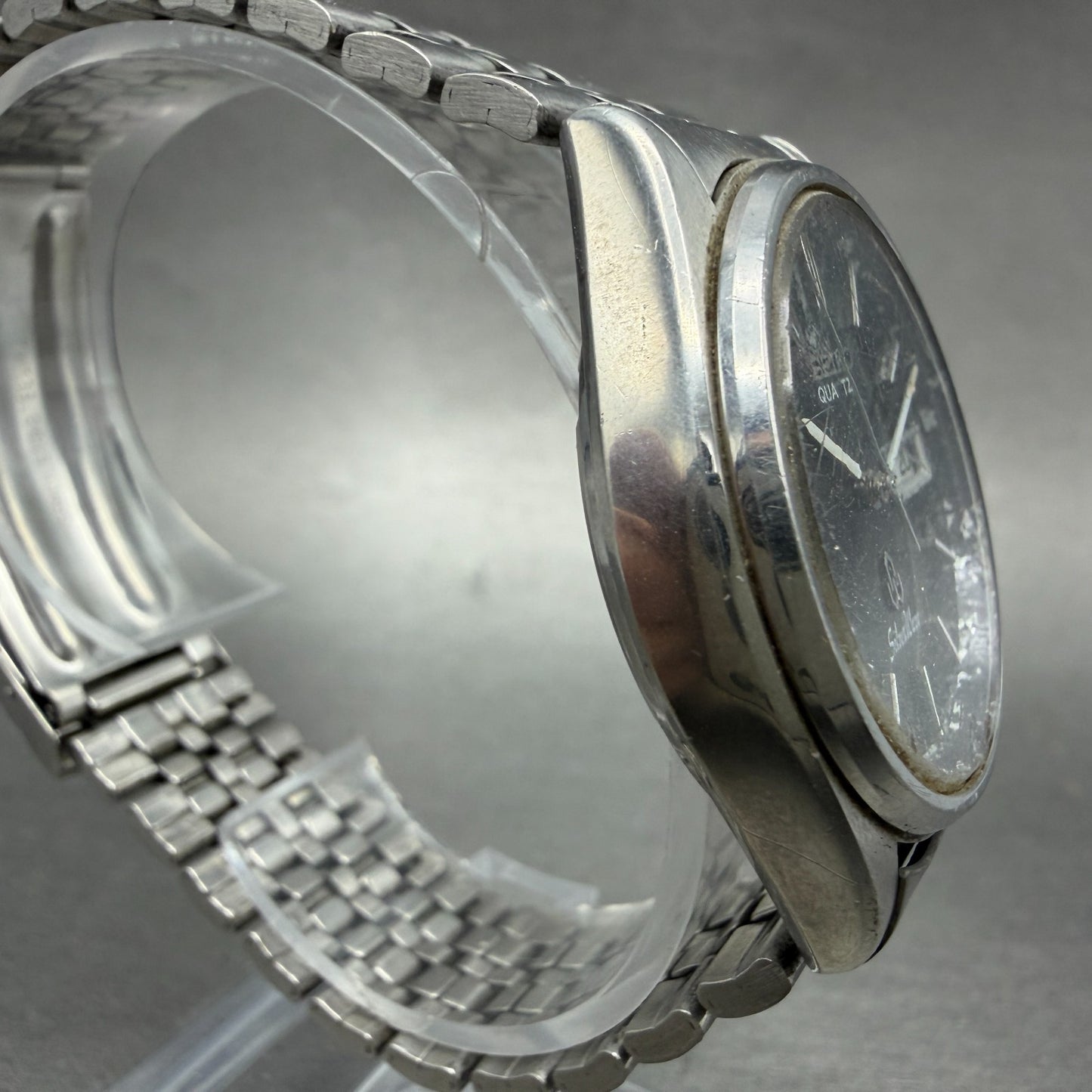 Seiko SilverWave Watch Men 35mm Black Dial Steel Daydate READ! 8229-703B NewBatt3
