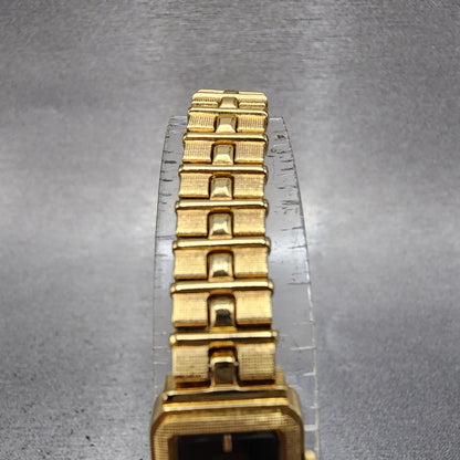 Seiko Tank Watch Women 13mm Gold Tone Rectangle 1e205689 New Battery4