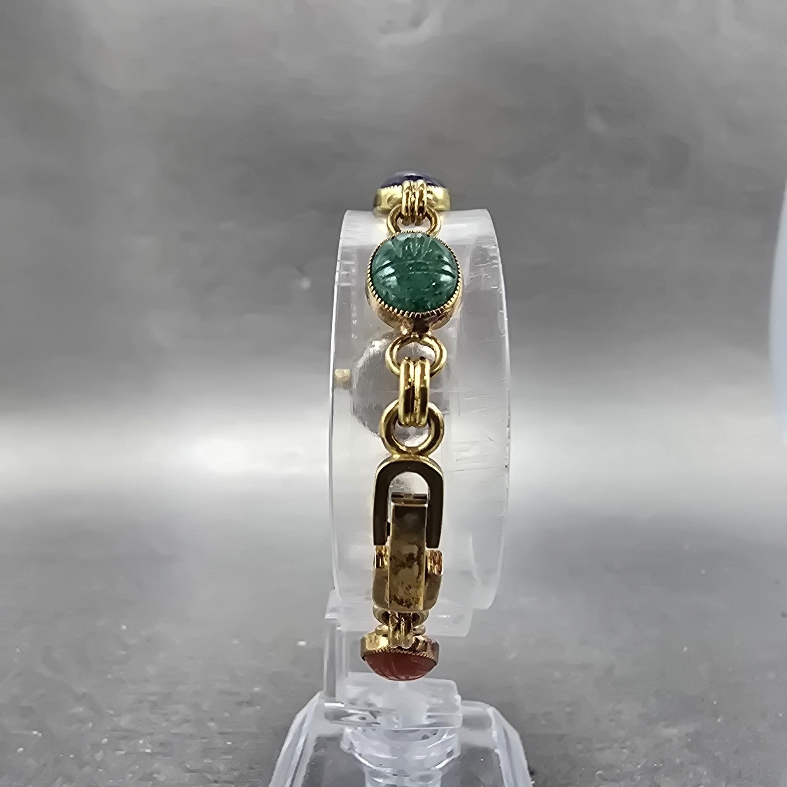 Sutton Watch Women 16mm MOP Dial Gold Tone Oval Gem Bracelets New Battery7