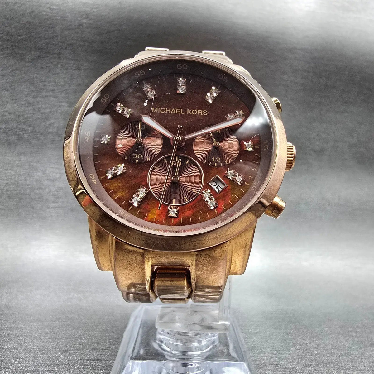 Michael Kors Showstopper Watch Women 43mm MOP Dial Chrono Date MK5415 New Batt5