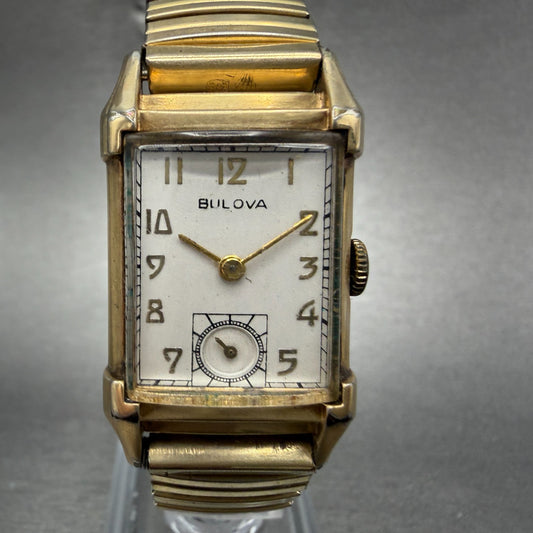 Bulova His Excellency Watch Men 22mm White Dial 10k Gold Filled Manual Wind Runs0