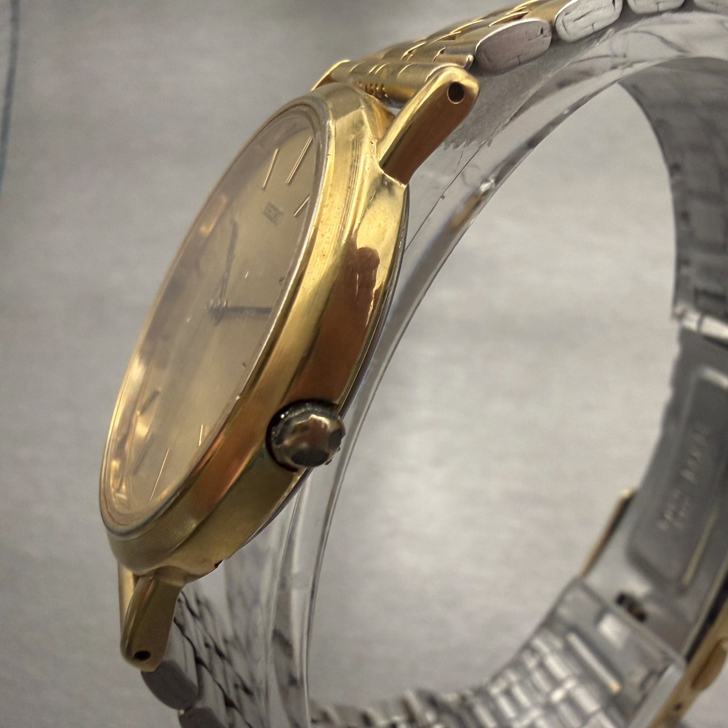 Seiko Watch Men 33mm Gold Dial Gold Tone Round 5P31-6090 New Battery2