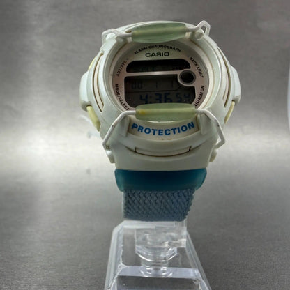 Casio Baby-G Watch 43mm Blue White Alarm Chronograph Round BG-153 New Battery L5