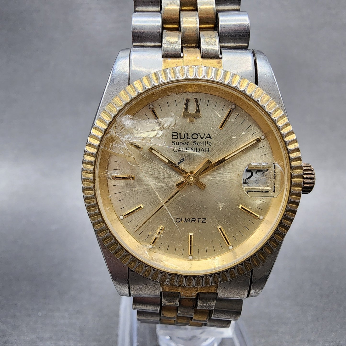 Bulova Super Seville Watch Women 31mm Champagne Dial Two Tone Date Round NewBatt0