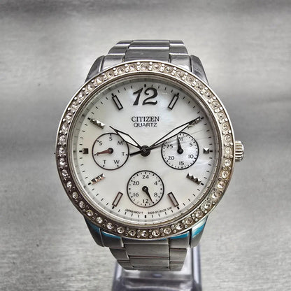 Citizen Watch Women 35mm MOP Dial Silver Tone Gemmed 6329-S081289 New Battery0