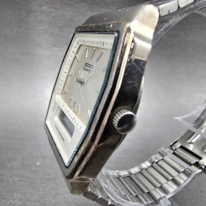 Seiko Analog Digital Watch Men 33mm Silver Dial Silver Tone H601-5400 NewBattery2