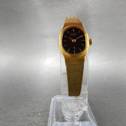 Citizen CQ Watch Women 16mm Black Dial Gold Tone Oval 3220S34054Z New Battery5