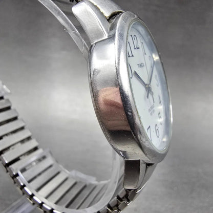 Timex Easy Reader Watch Men 35mm White Dial Silver Tone Round New Battery  HINK3