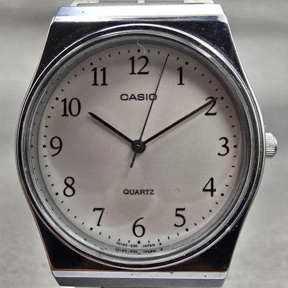 Casio Watch Men 33mm White Dial Silver Tone Round MQ-336 New Battery Bracelet1