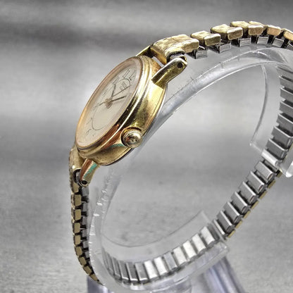 Seiko Watch Women 21mm Cream Dial Gold Tone Date Round 3E22-0069 New Battery VTG2