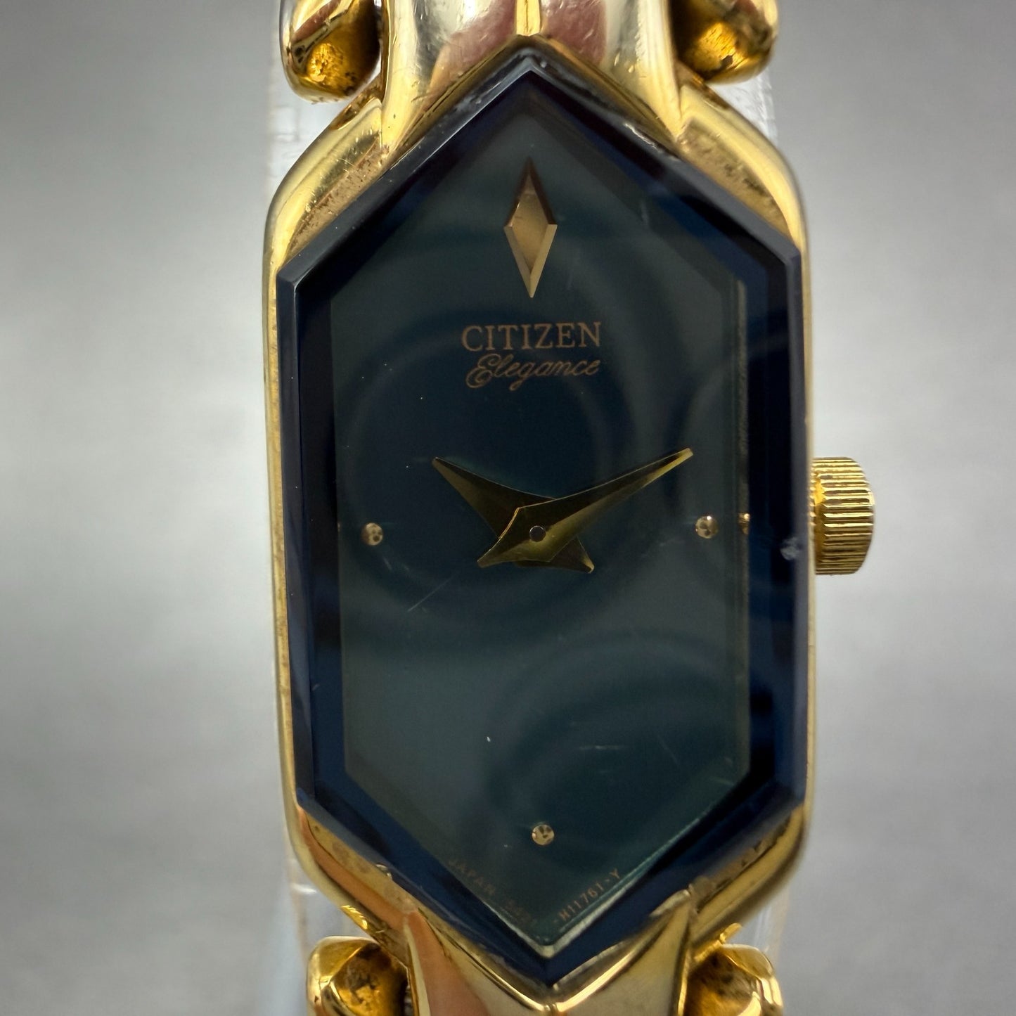 Citizen Elegance Watch Women 13mm Blue Dial Gold Tone Hexagon New Battery ABCY1