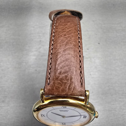 Seiko Watch Men 34mm White Dial Gold Tone Round 2K00-0030 New Battery Vintage4