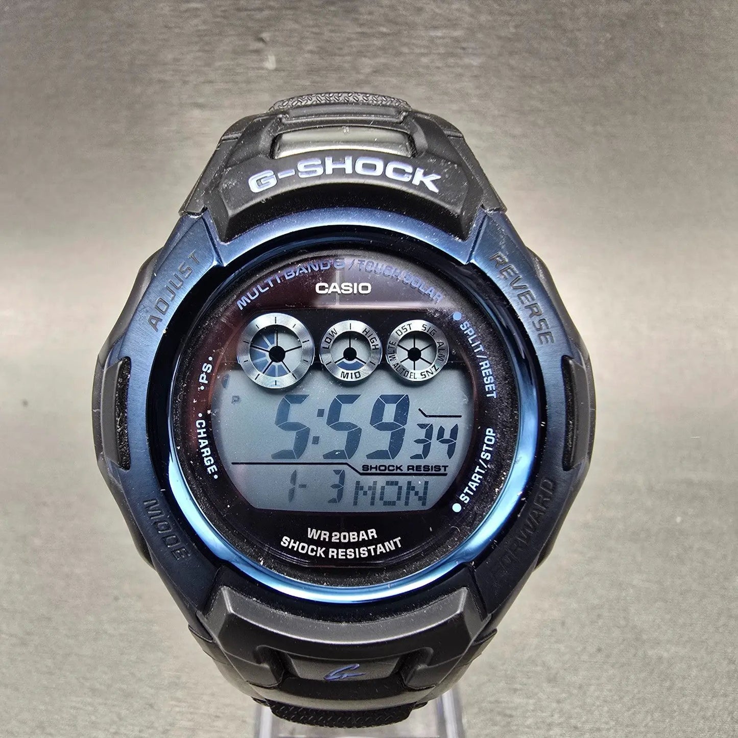 Casio G-Shock GW-M500F Watch Men 47mm Blue Black Alarm Chronograph Works Solar230