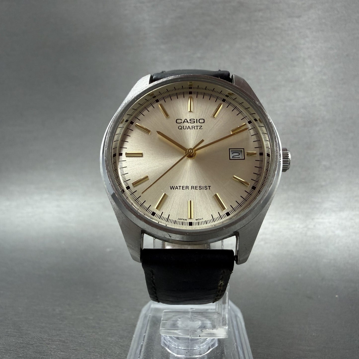 Casio Watch Men 37mm Champagne Dial Silver Tone Date MTP1175 New Battery5