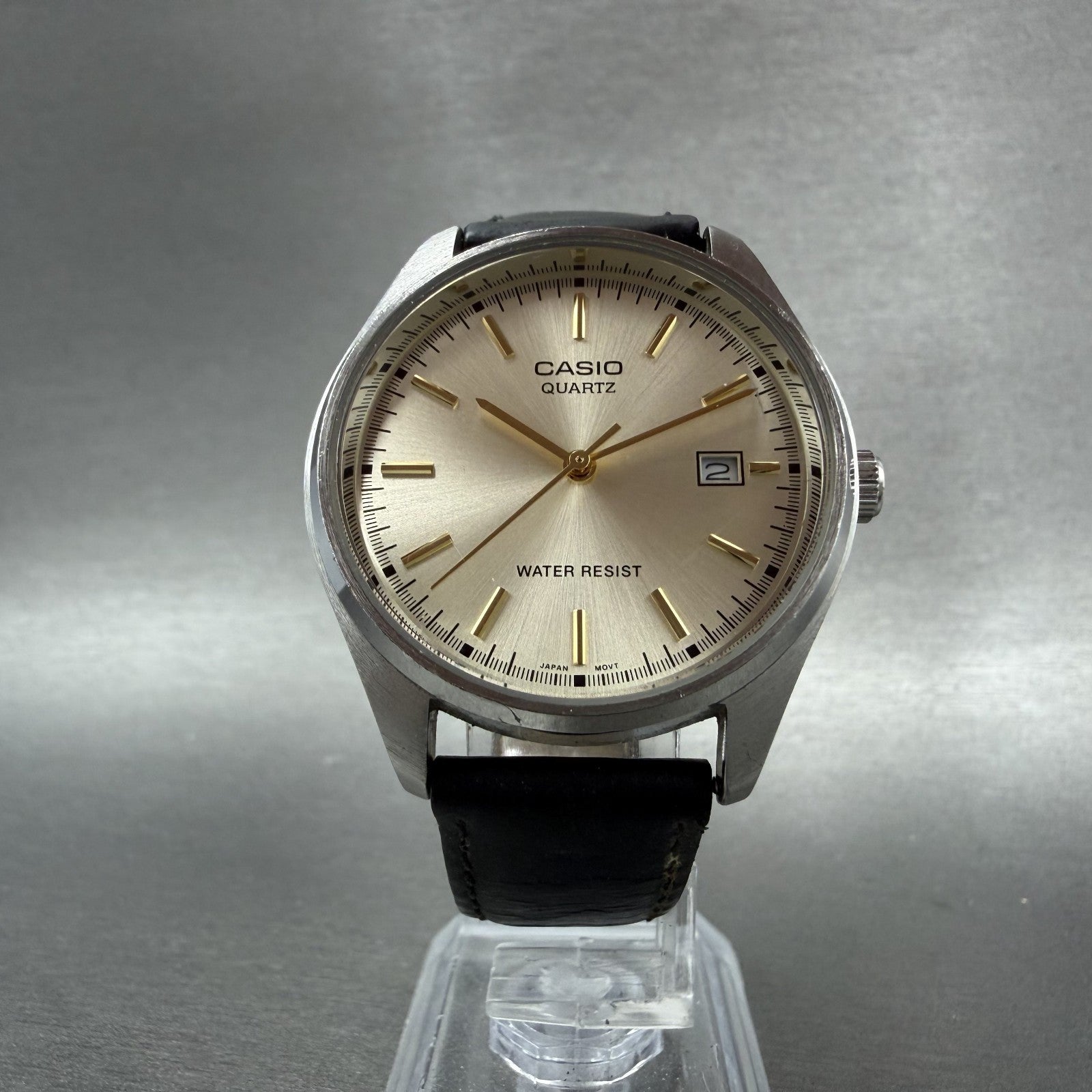 Casio Watch Men 37mm Champagne Dial Silver Tone Date MTP1175 New Battery5
