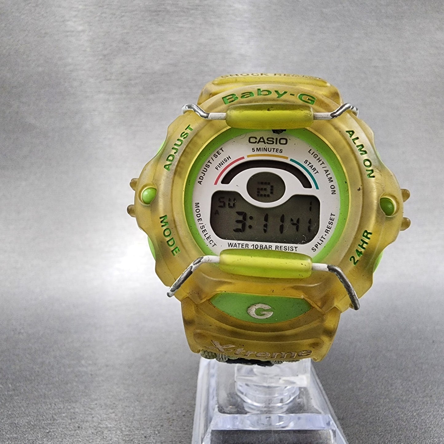 Casio baby G Watch Women 46mm Digital White Dial Clear Case Round BG340 New Batt5