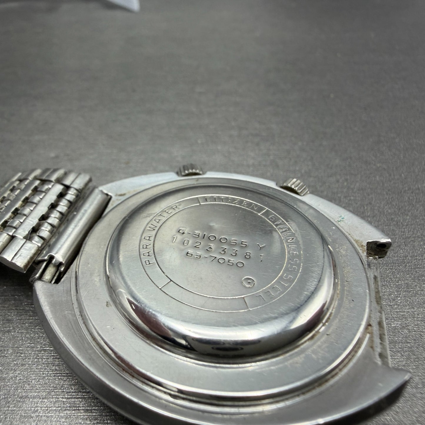 Citizen Alarm Date Watch Men 42mm Black Dial Silver Tone 4-310055 Manual Runs12