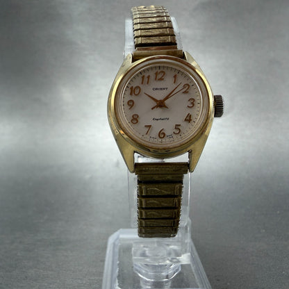 Orient Watch Women 24mm White Dial Gold Tone Round Manual E121510-00CA Runs VTG5
