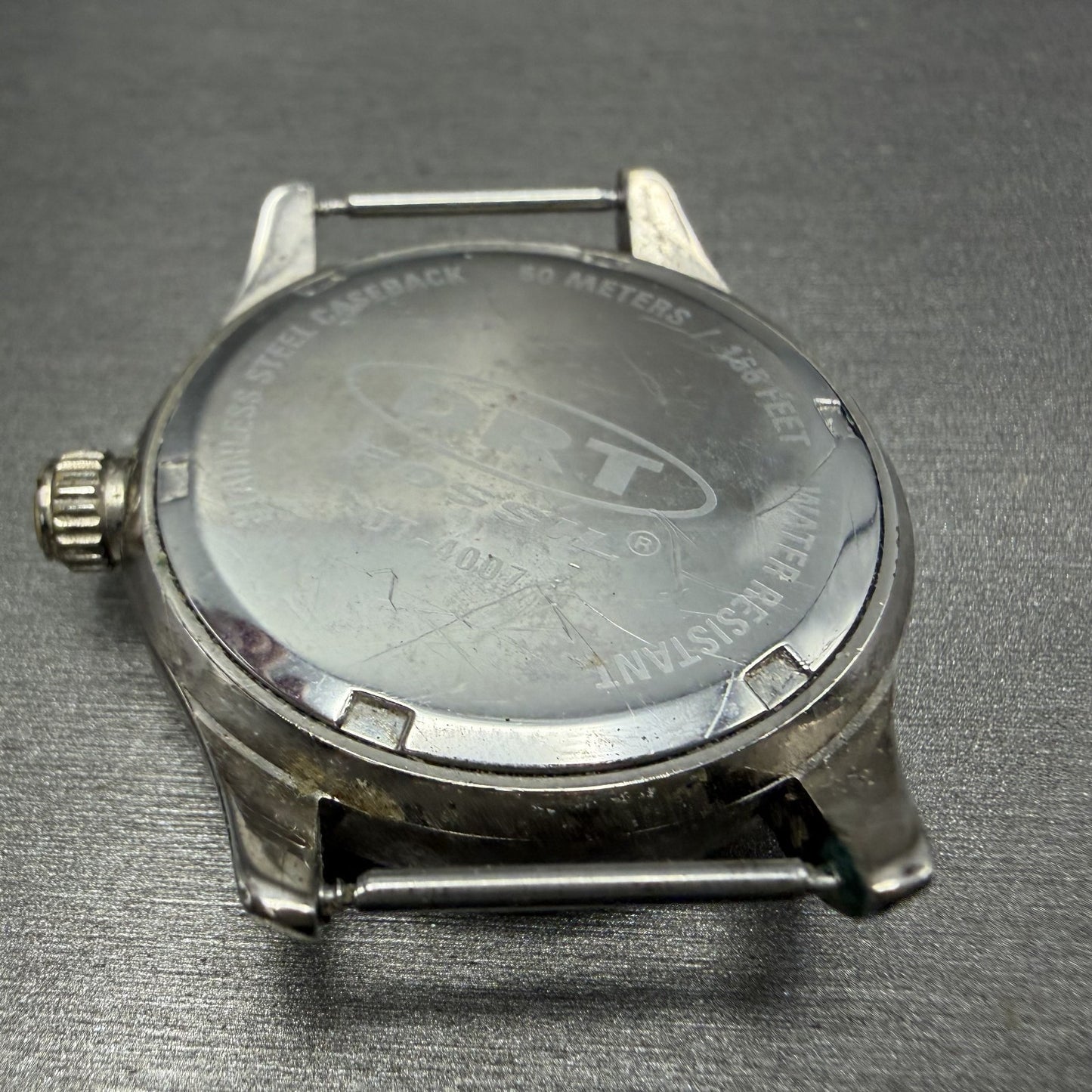 Fossil DRT Watch Men 37mm White Dial Silver Tone Date Round DT-4007 New Battery7