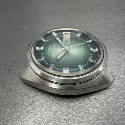 Seiko 5Actus Watch Men 37mm Green Dial Silver Tone Daydate 7019-7210 PARTS4