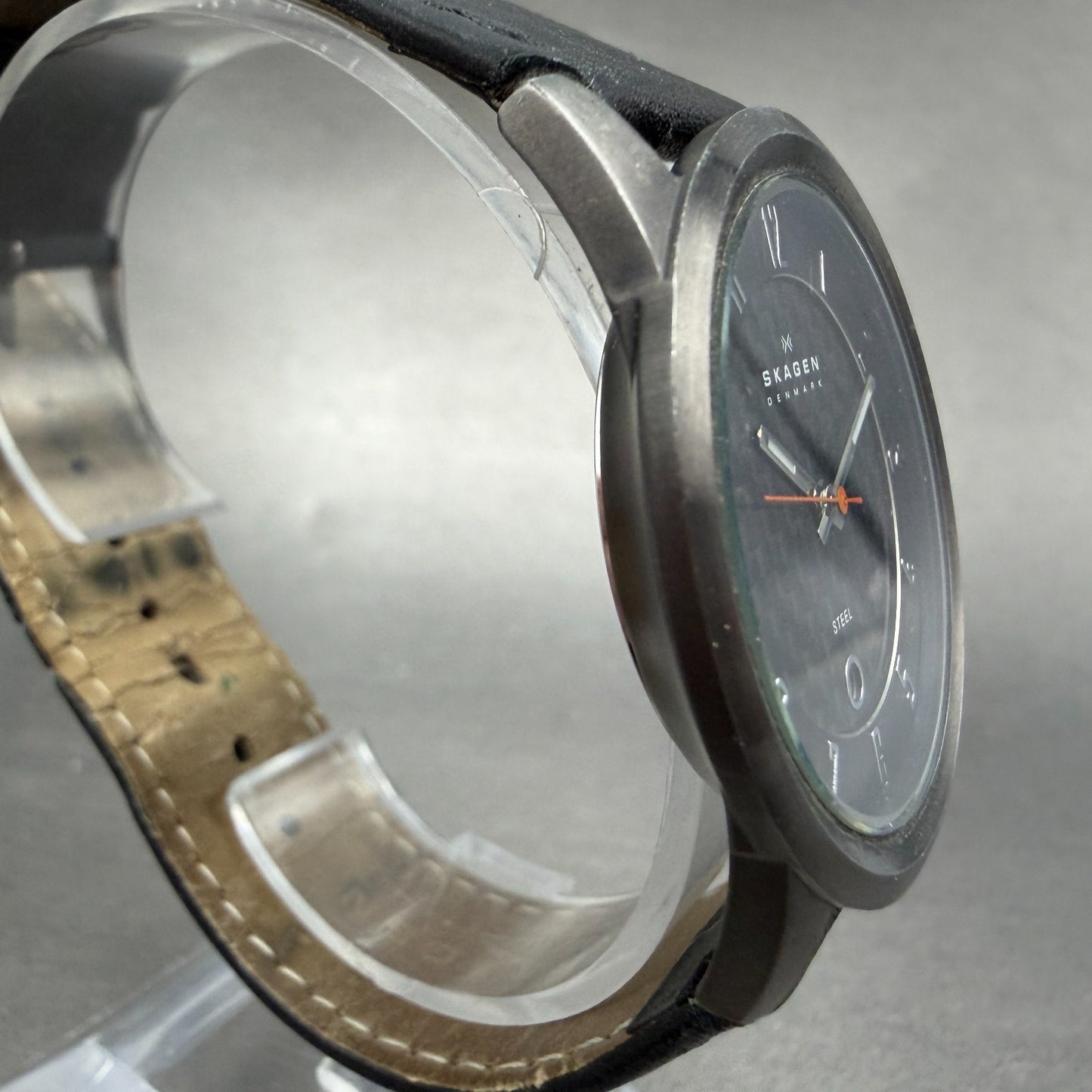 Skagen Watch Men 38mm Black Dial Gray Tone Date Round 124XLMLBC New Battery3