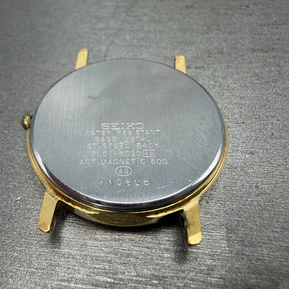 Seiko Avenue Watch Men 32mm Champagne Dial Gold Tone Round 7N01-6D30 PARTS Runs8