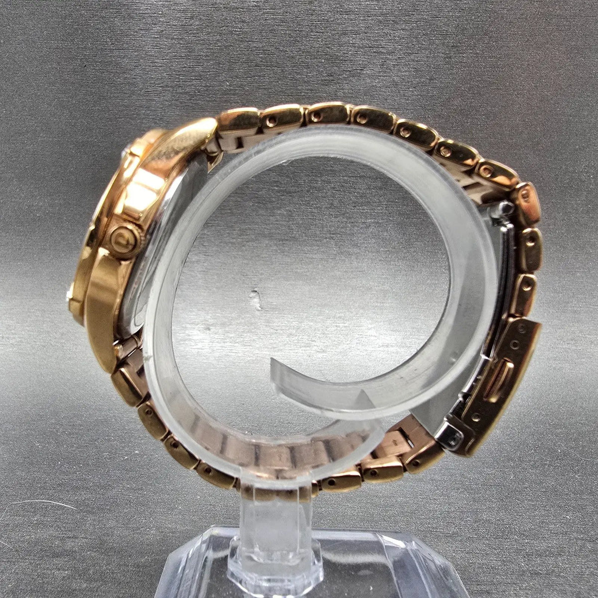 Citizen Eco-Drive Watch Women 33mm Red Dial Rose Gold Date Round Crystal Works6