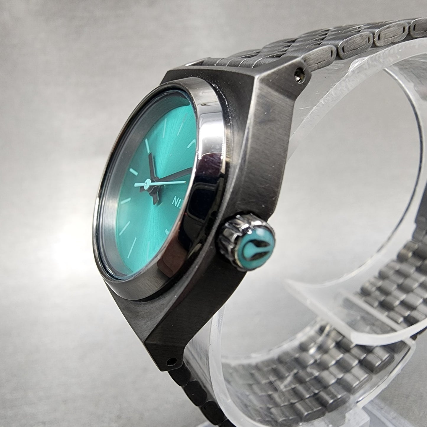 Nixon Time Teller Watch Women 27mm Blue Dial Black Tone Round New Battery2
