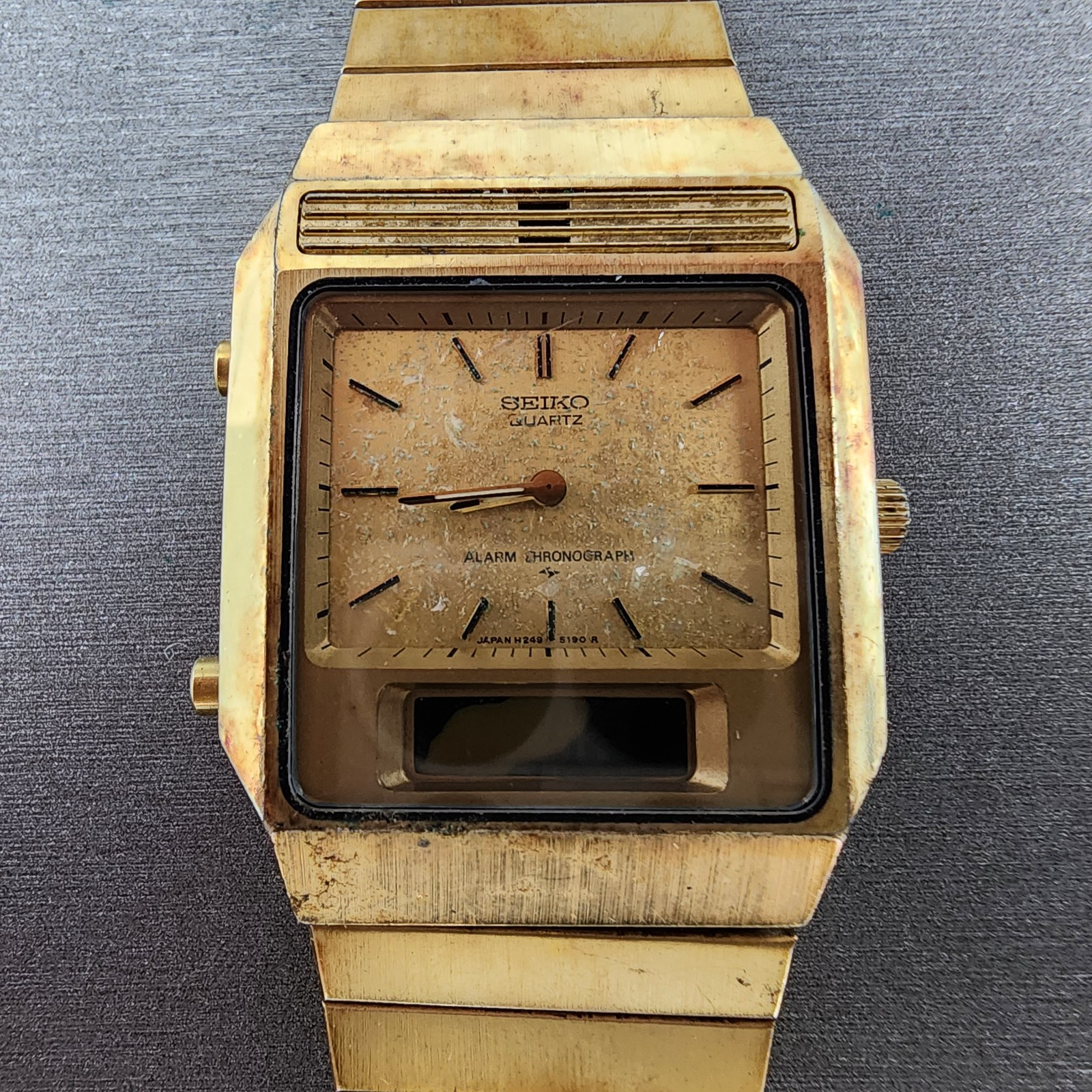 Seiko Analog Digital Watch Men 29mm Champagne Dial Gold Tone H2495149 PARTS2