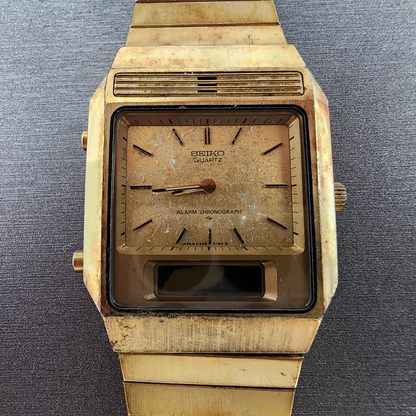 Seiko Analog Digital Watch Men 29mm Champagne Dial Gold Tone H2495149 PARTS2