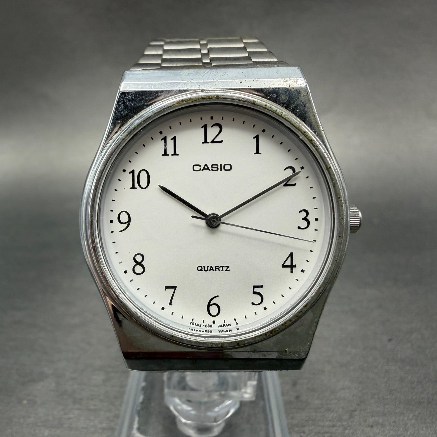Casio MQ-336 Watch Men 33mm White Dial Silver Tone Round New Battery Vintage OPI0