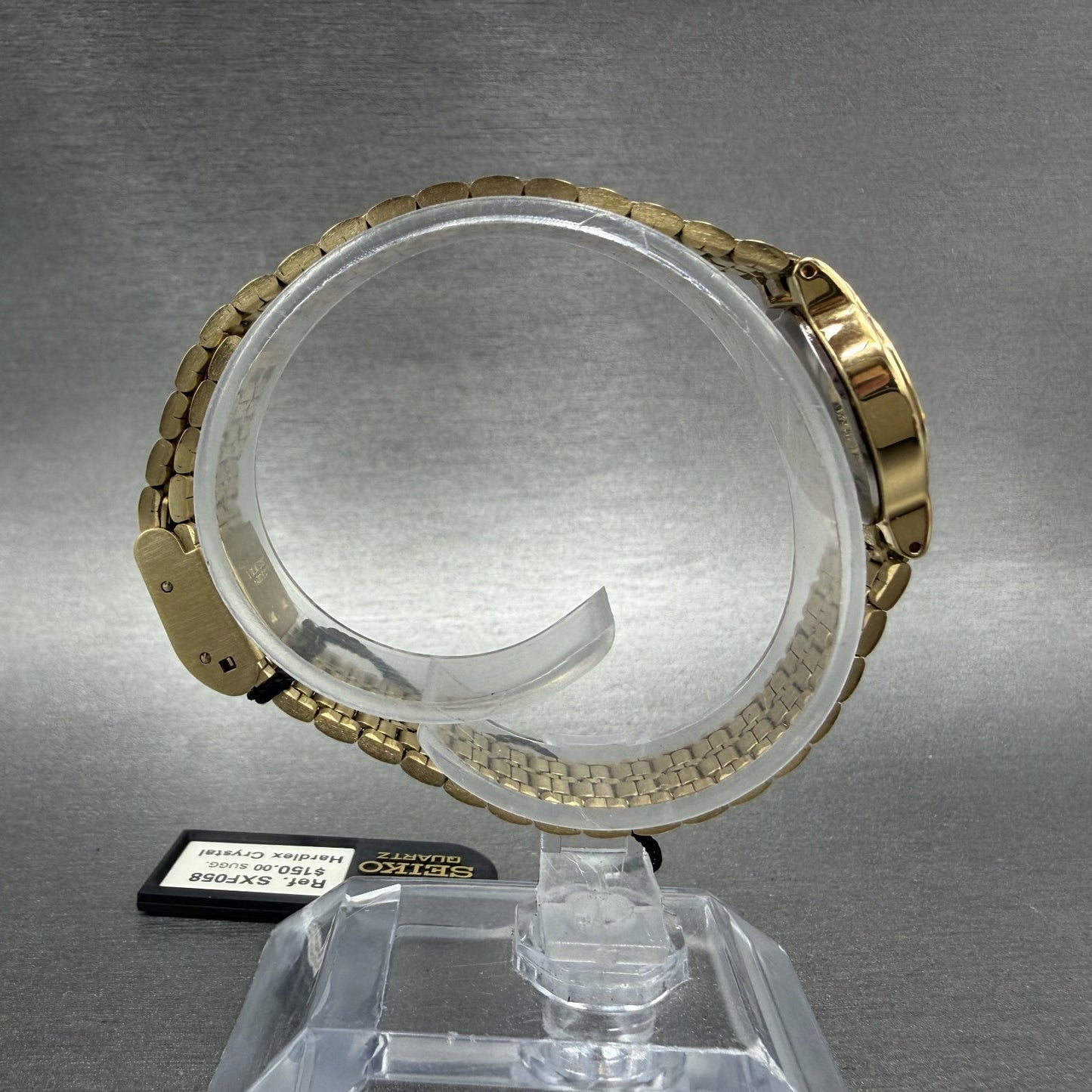 Seiko Watch Women  19mm Black Dial Gold Tone Round V4010099 New Batt NOS W/Box9