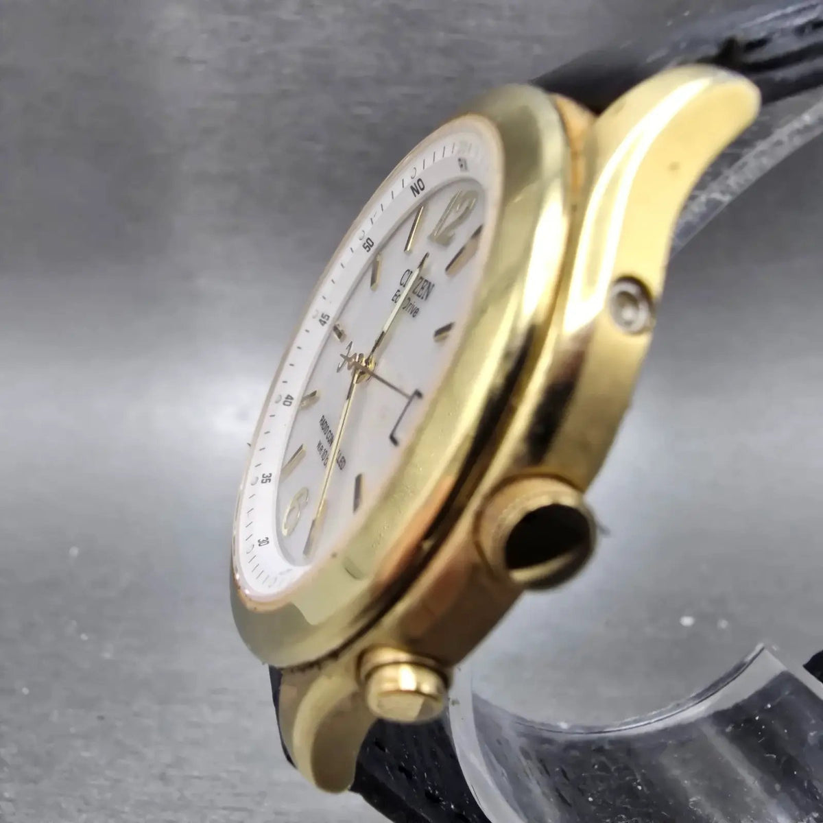 Citizen Eco-Drive Watch Men 39mm Cream Dial Gold Atomic Date H415 PARTS!!!!3