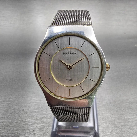 Skagen Slimline Watch Women 28mm Silver Dial Silver Tone Round 233SGSC New Batt0