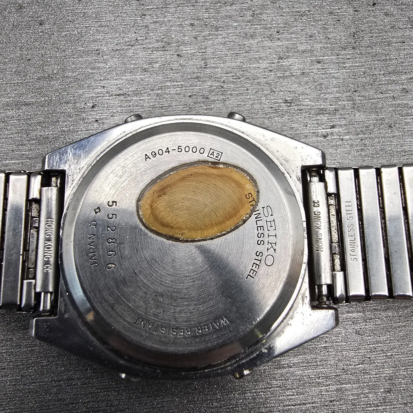 Seiko Digital Watch Men 33mm Silver Tone Alarm Chrono A904-5000 New Battery VTG10