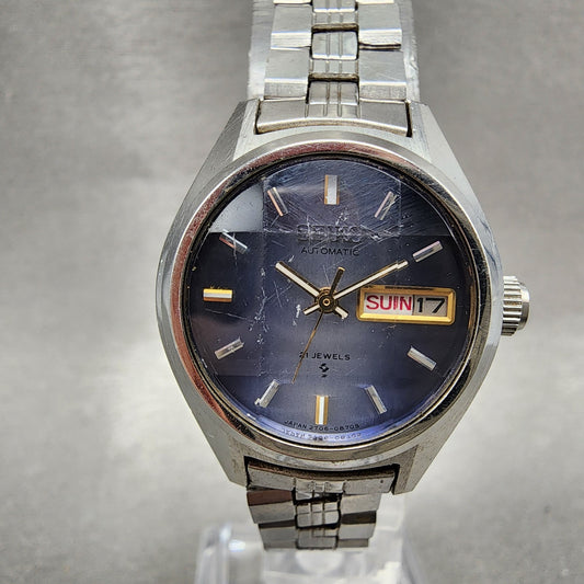 Seiko Automatic Watch Women 24mm Blue Dial Silver Tone Daydate 27060320 Runs0